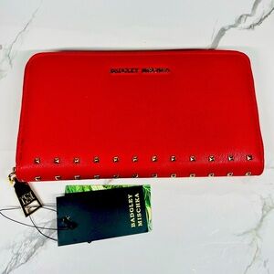 NWT- Badgley Mischka Red Studded Long Wallet with Letter Logo (BM-4129 Red)